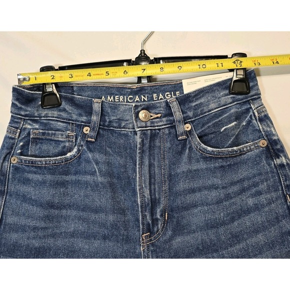 NWT American Eagle Sz 0 25W Relaxed Mom Jeans High Rise Reg Jeans - Picture 3 of 16